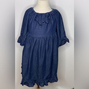 Charming Blue Kids Dress with Ruffle Details
